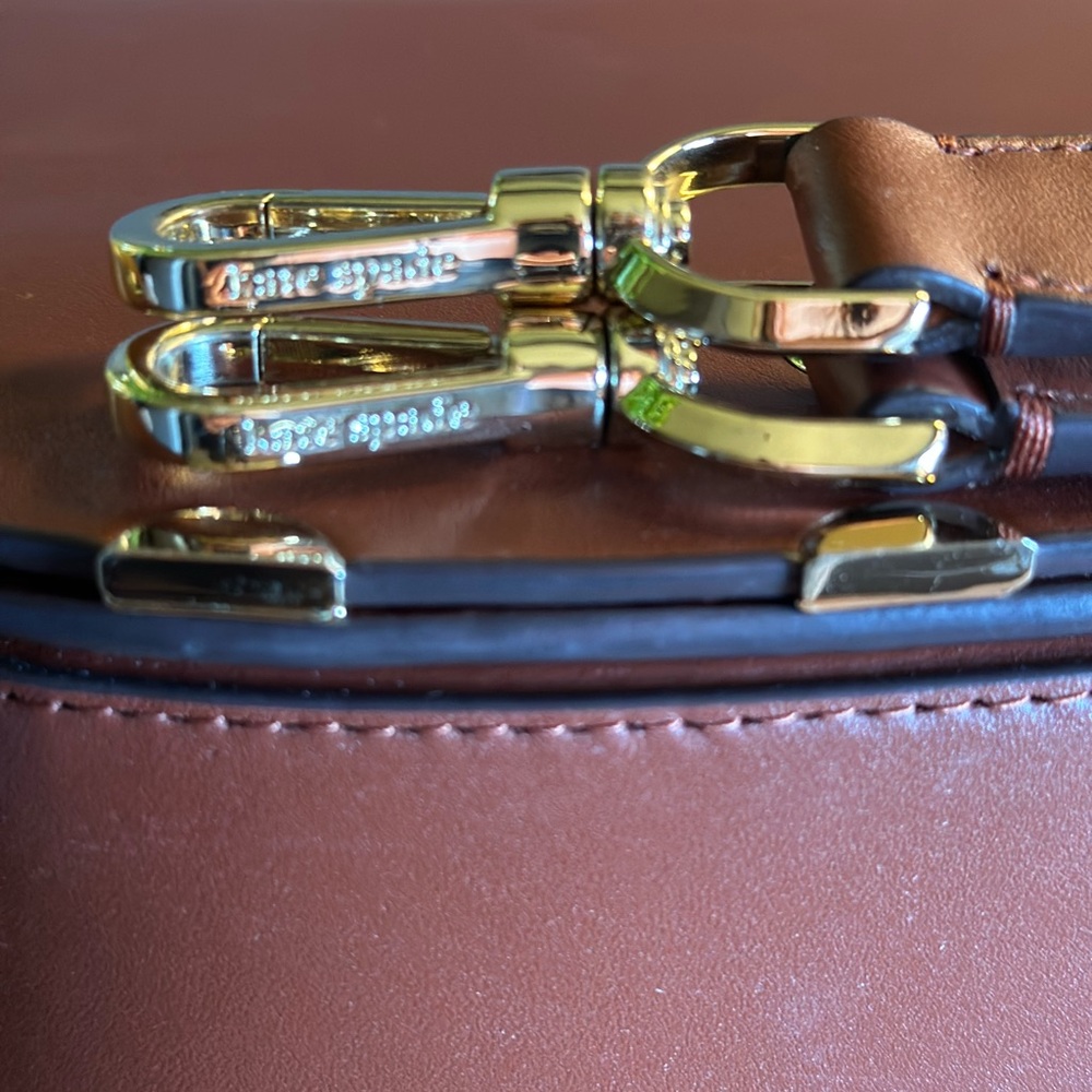 Kate Spade Cinnamon spice brown saddle bag with scalloped metal accents - Picture 4 of 6